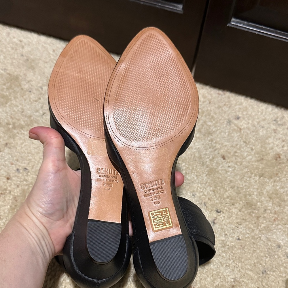 Shutz Black Ankle Strap Flats - Picture 4 of 4